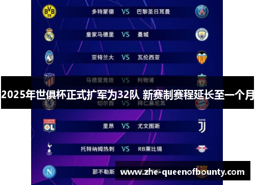 2025年世俱杯正式扩军为32队 新赛制赛程延长至一个月